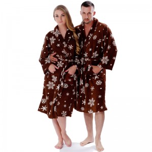Vuxen tryckt Fleece Robe Par Pyjamas