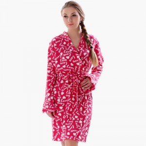 Vuxen Fleece Robe Printed Kimono Pajama