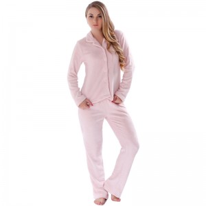 Kvinnor Solid Coral Fleece Adult Pajama