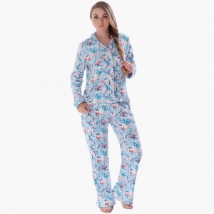 Kvinnor Trycks Coral Fleece Pajamas Set