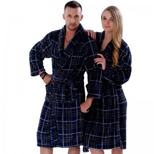 Par Fleece Robe Striped Printed Pajama