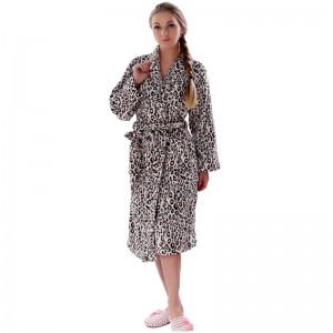 Vuxen Leopard Robe Kvinnor Tryckta Pyjamas