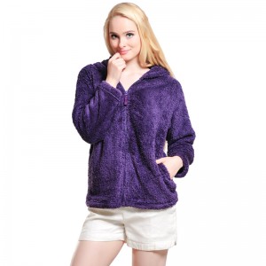 Kvinna Snuggle Fleece Purple Zip Hooded Sweatshirt