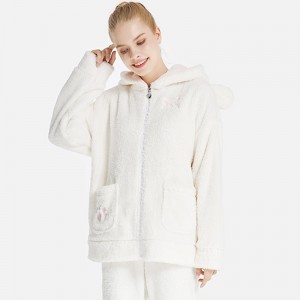 Kvinnor Snuggle Fleece Broderi Hooded Pyjamas Set