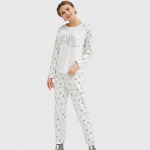Kvinnor Lovely Printed Embroidery Single Jersey Pyjamas Set